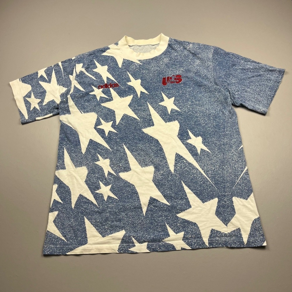 Adidas T-Shirt Mens XL Blue White Stars USA Soccer World Cup 1994 Vintage 90s